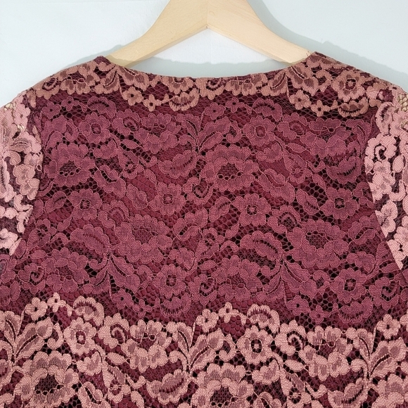 NEW TOBI Andei Burgundy Lace Shift Dress Sz S/P Short Sleeve Line Cocktail Party - Picture 7 of 12